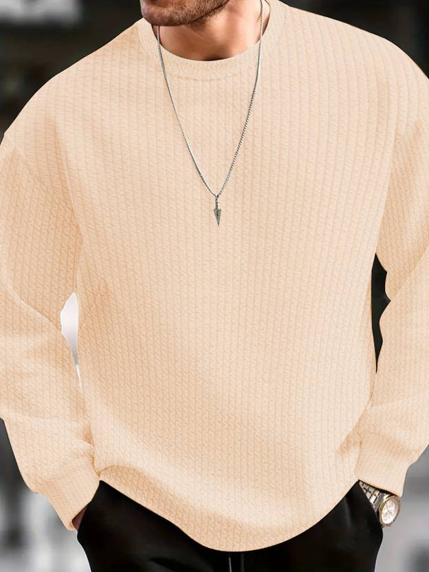 Men Full Sleeve Self Design Sweatshirt